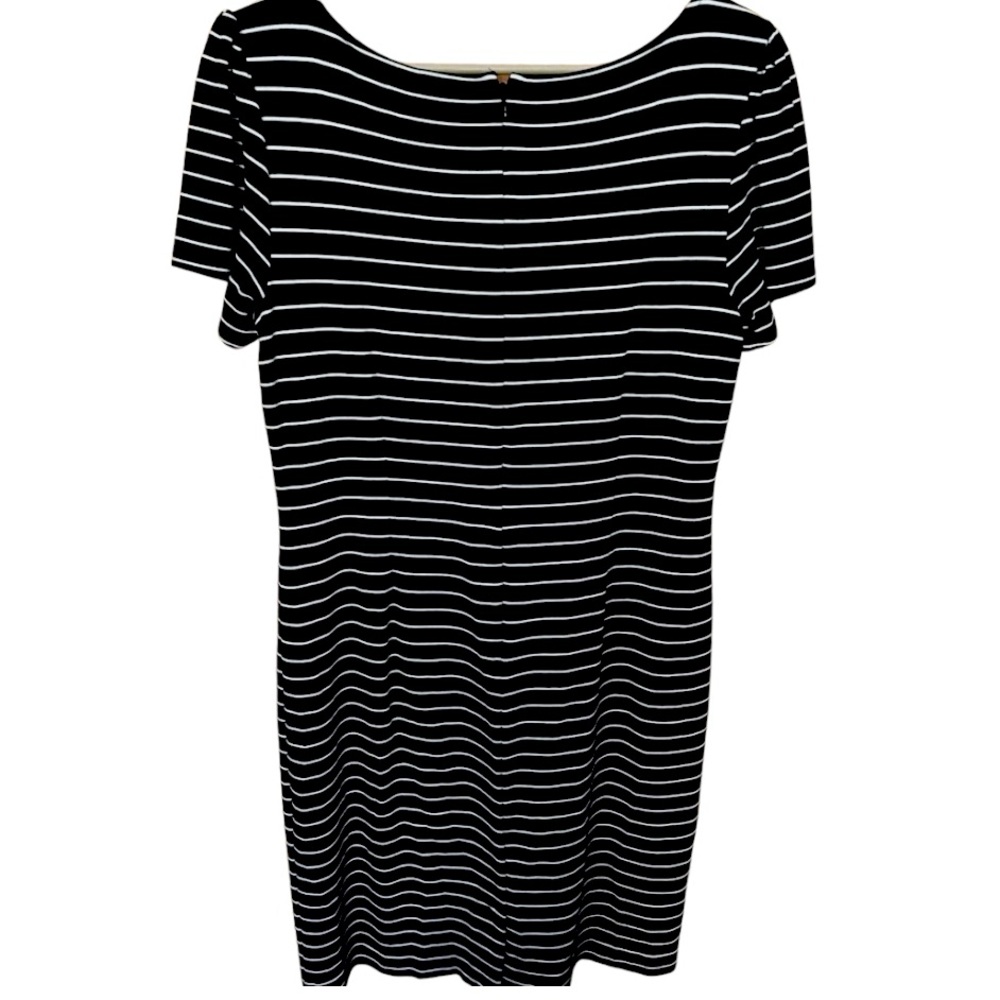 Ann Taylor stretchy & chic Black White Striped Dress Short Sleeves Size 6. - Picture 2 of 5